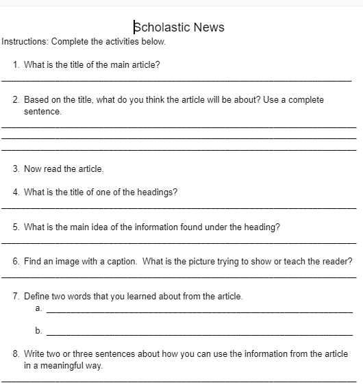 Text features educational resource